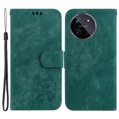 For Realme 11 4G (159.9x73.3x7.95mm) Phone Case Wallet Cover Tiger Pattern Imprinted