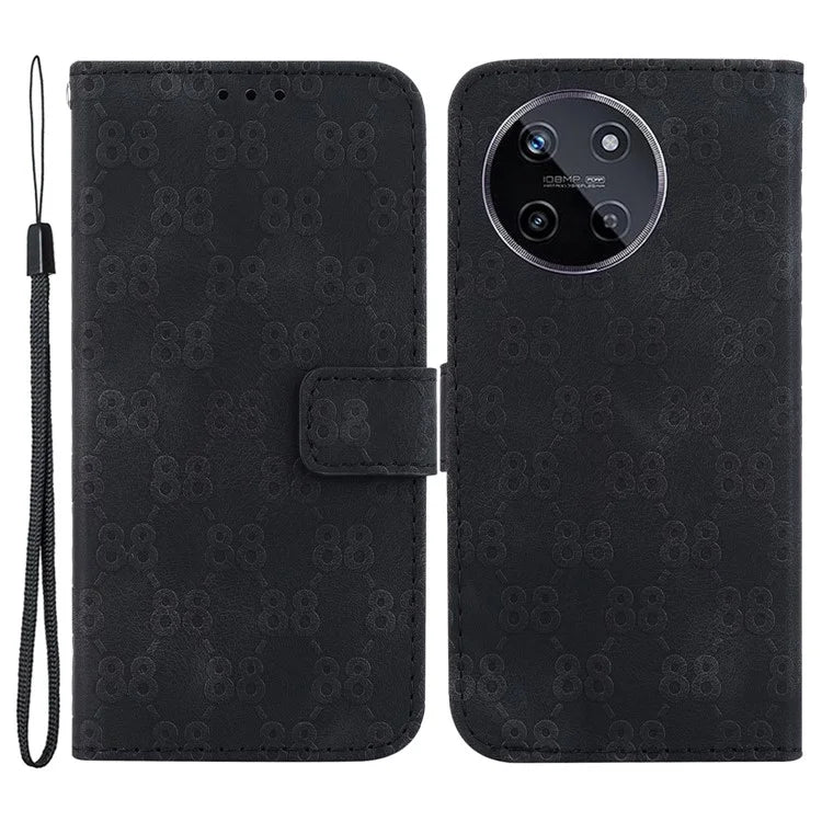 For Realme 11 4G (159.9x73.3x7.95mm) Leather Case Wallet Stand Cover Double 8-Shape