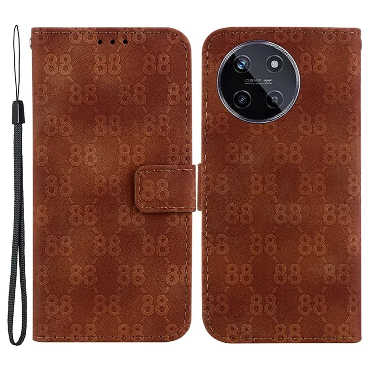 For Realme 11 4G (159.9x73.3x7.95mm) Leather Case Wallet Stand Cover Double 8-Shape