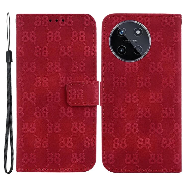 For Realme 11 4G (159.9x73.3x7.95mm) Leather Case Wallet Stand Cover Double 8-Shape