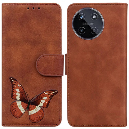 For Realme 11 4G (159.9x73.3x7.95mm) Leather Case Butterfly Pattern Wallet Cover