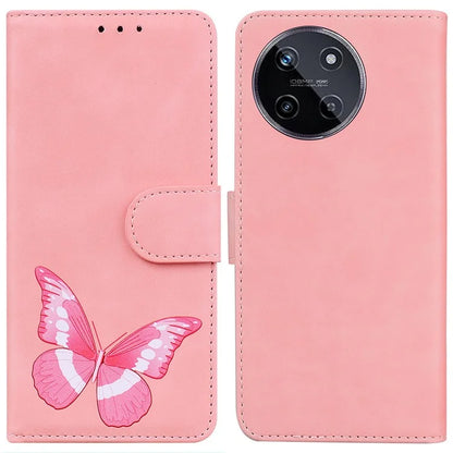 For Realme 11 4G (159.9x73.3x7.95mm) Leather Case Butterfly Pattern Wallet Cover