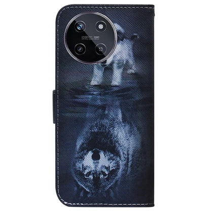 For Realme 11 4G (159.9x73.3x7.95mm) Leather Wallet Phone Case Pattern Printing and Wolf