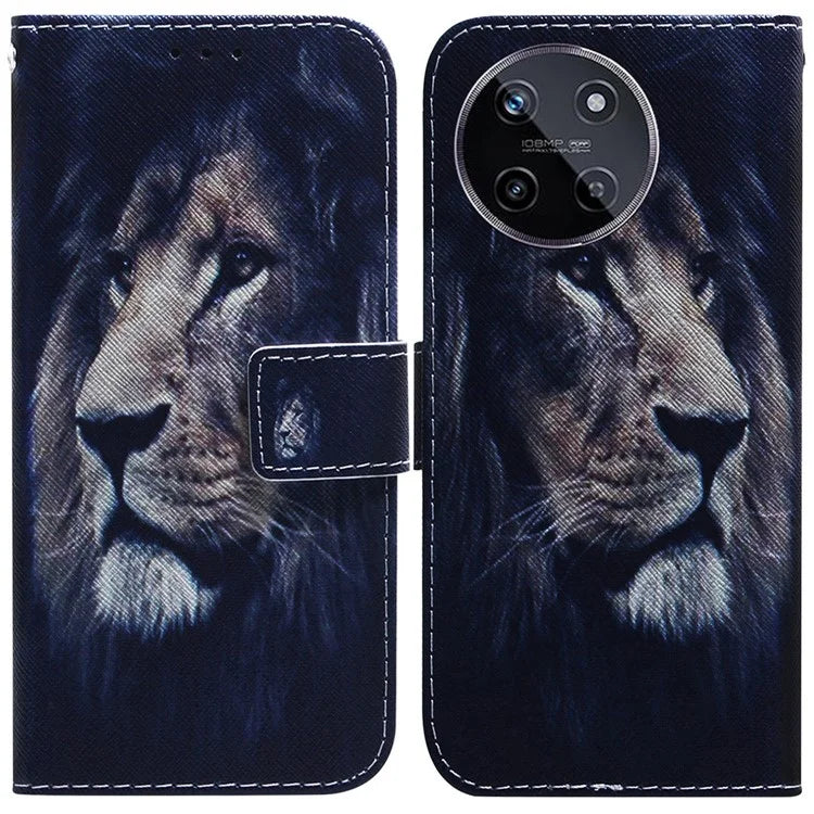 For Realme 11 4G (159.9x73.3x7.95mm) Leather Wallet Phone Case Pattern Printing