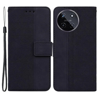 For Realme 11 4G (159.9x73.3x7.95mm) Leather Case Geometry Pattern Phone Wallet