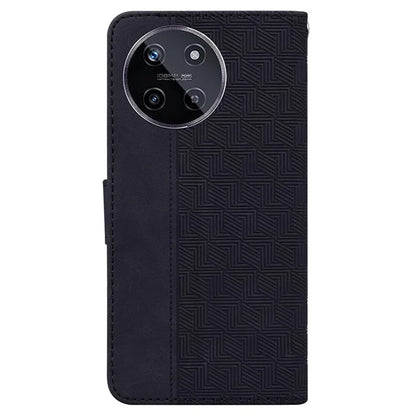 For Realme 11 4G (159.9x73.3x7.95mm) Leather Case Geometry Pattern Phone Wallet