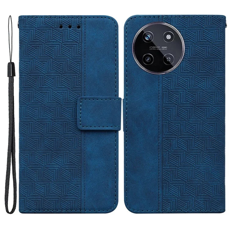 For Realme 11 4G (159.9x73.3x7.95mm) Leather Case Geometry Pattern Phone Wallet