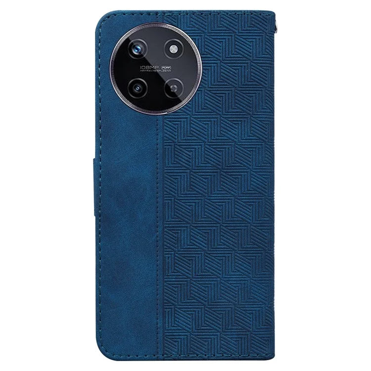 For Realme 11 4G (159.9x73.3x7.95mm) Leather Case Geometry Pattern Phone Wallet