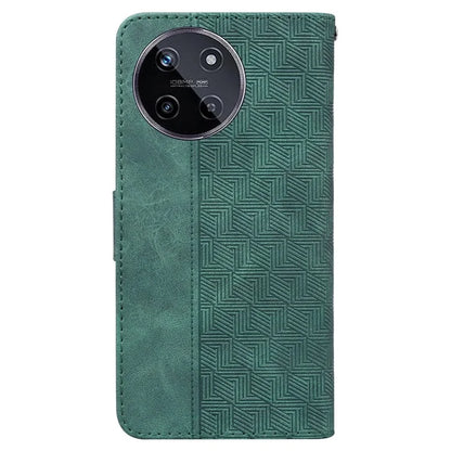 For Realme 11 4G (159.9x73.3x7.95mm) Leather Case Geometry Pattern Phone Wallet