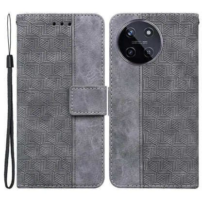 For Realme 11 4G (159.9x73.3x7.95mm) Leather Case Geometry Pattern Phone Wallet