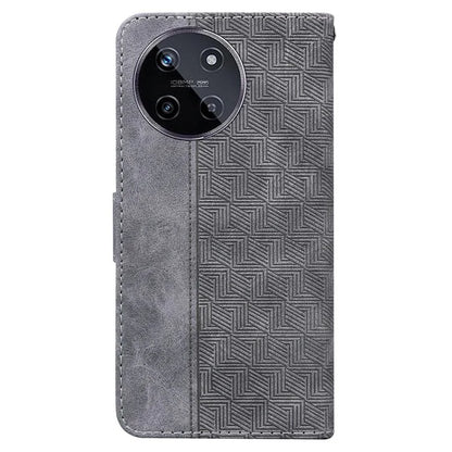 For Realme 11 4G (159.9x73.3x7.95mm) Leather Case Geometry Pattern Phone Wallet