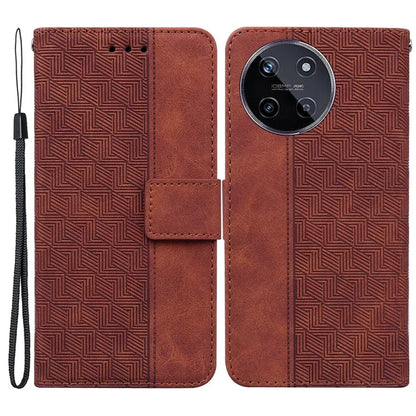 For Realme 11 4G (159.9x73.3x7.95mm) Leather Case Geometry Pattern Phone Wallet