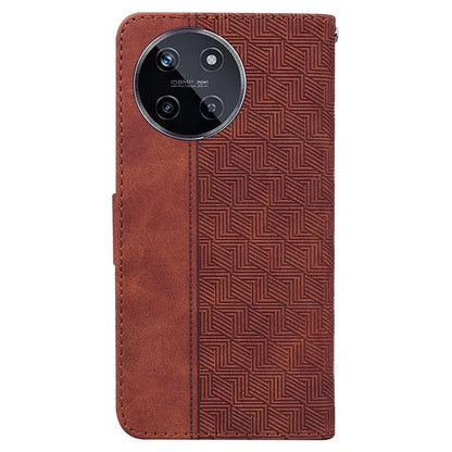 For Realme 11 4G (159.9x73.3x7.95mm) Leather Case Geometry Pattern Phone Wallet