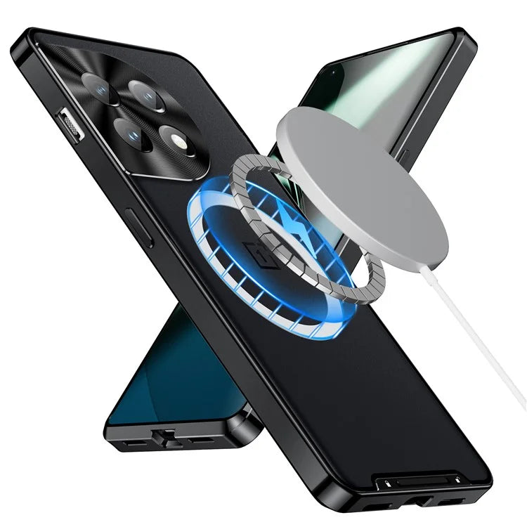 For OnePlus 12 5G Matte Case Compatible with MagSafe Metal Frame Protective Phone Cover