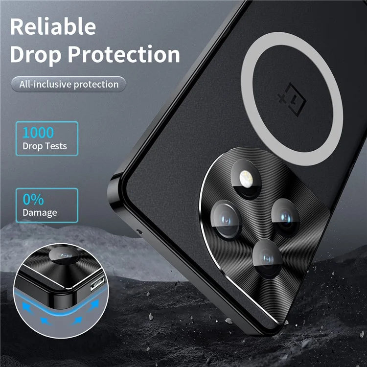 For OnePlus 12 5G Matte Case Compatible with MagSafe Metal Frame Protective Phone Cover