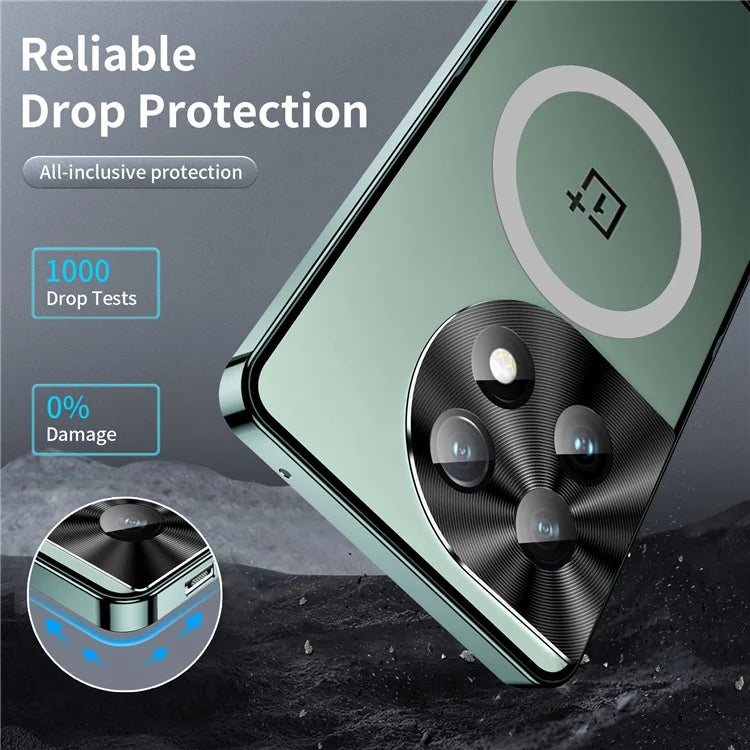 For OnePlus 12 5G Matte Case Compatible with MagSafe Metal Frame Protective Phone Cover