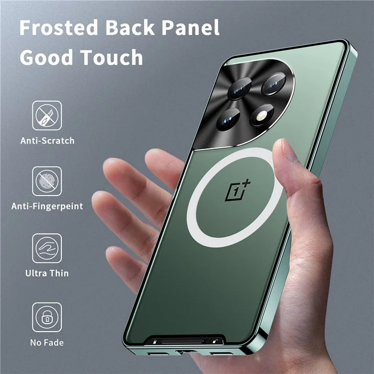 For OnePlus 12 5G Matte Case Compatible with MagSafe Metal Frame Protective Phone Cover