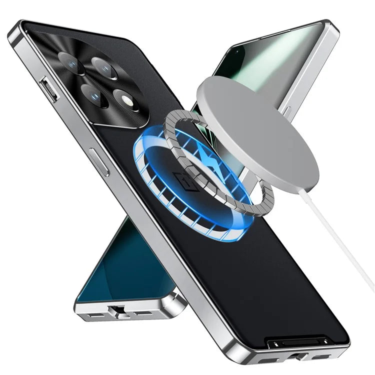 For OnePlus 12 5G Matte Case Compatible with MagSafe Metal Frame Protective Phone Cover