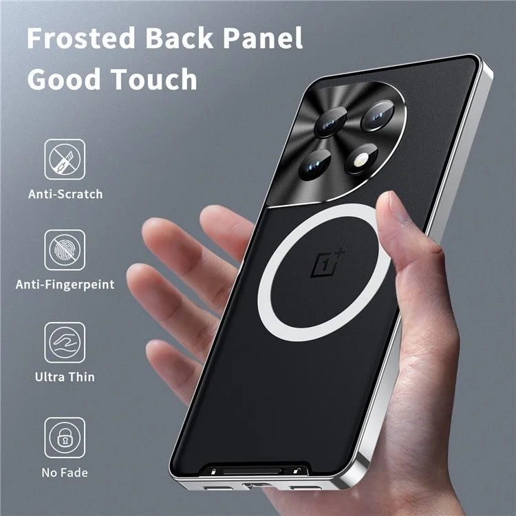 For OnePlus 12 5G Matte Case Compatible with MagSafe Metal Frame Protective Phone Cover