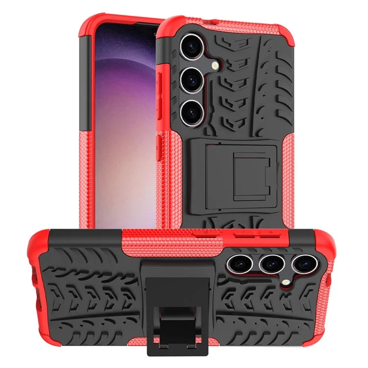For Samsung Galaxy S24+ PC+TPU Phone Cover Tyre Pattern Phone Case with Kickstand