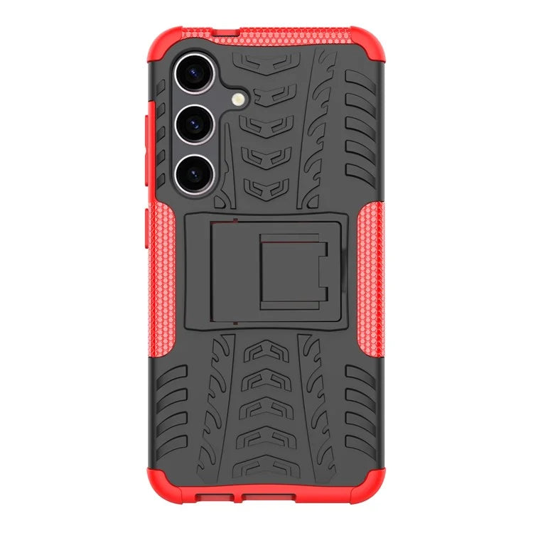 For Samsung Galaxy S24+ PC+TPU Phone Cover Tyre Pattern Phone Case with Kickstand