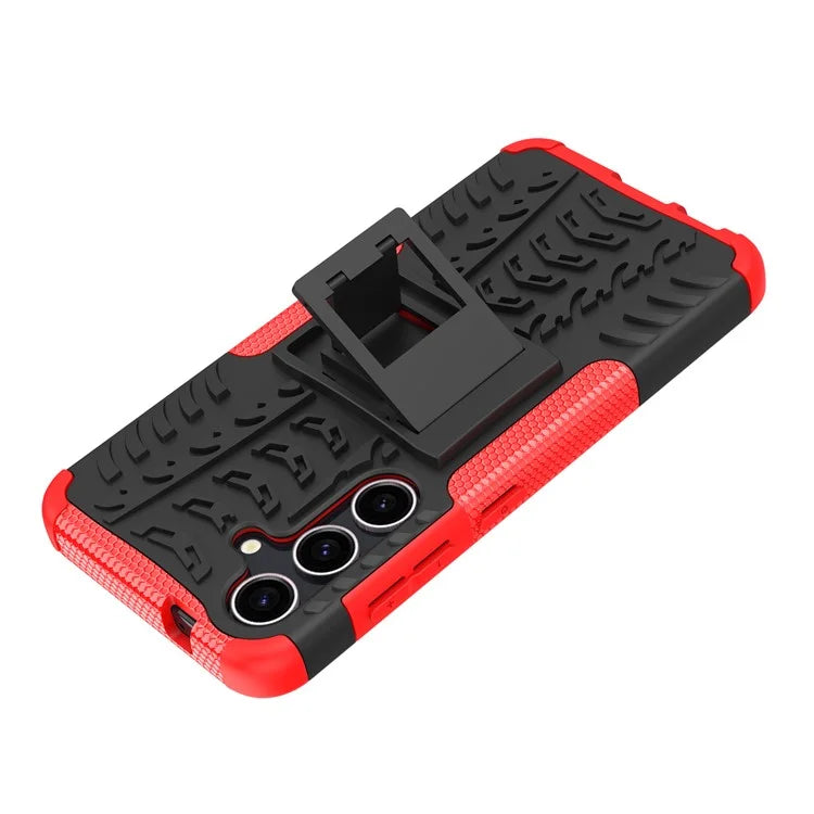 For Samsung Galaxy S24+ PC+TPU Phone Cover Tyre Pattern Phone Case with Kickstand
