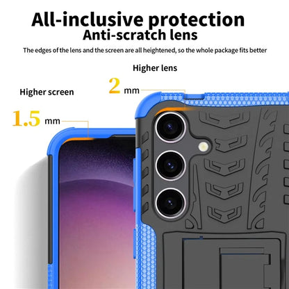For Samsung Galaxy S24+ PC+TPU Phone Cover Tyre Pattern Phone Case with Kickstand