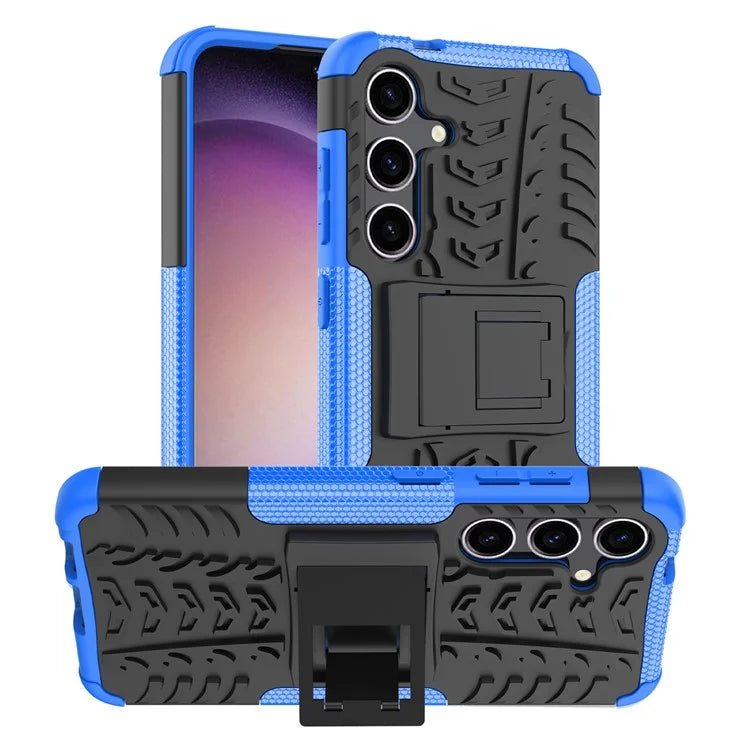 For Samsung Galaxy S24+ PC+TPU Phone Cover Tyre Pattern Phone Case with Kickstand