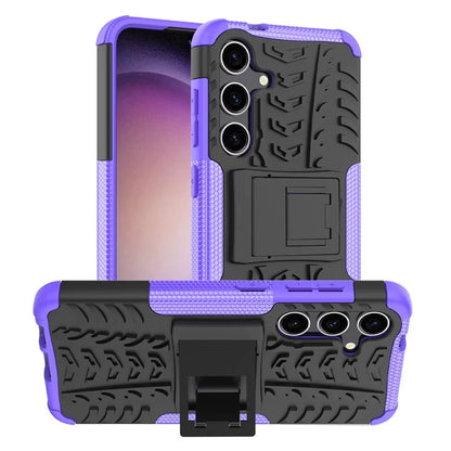 For Samsung Galaxy S24+ PC+TPU Phone Cover Tyre Pattern Phone Case with Kickstand