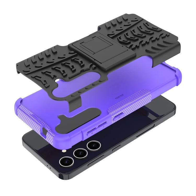 For Samsung Galaxy S24+ PC+TPU Phone Cover Tyre Pattern Phone Case with Kickstand