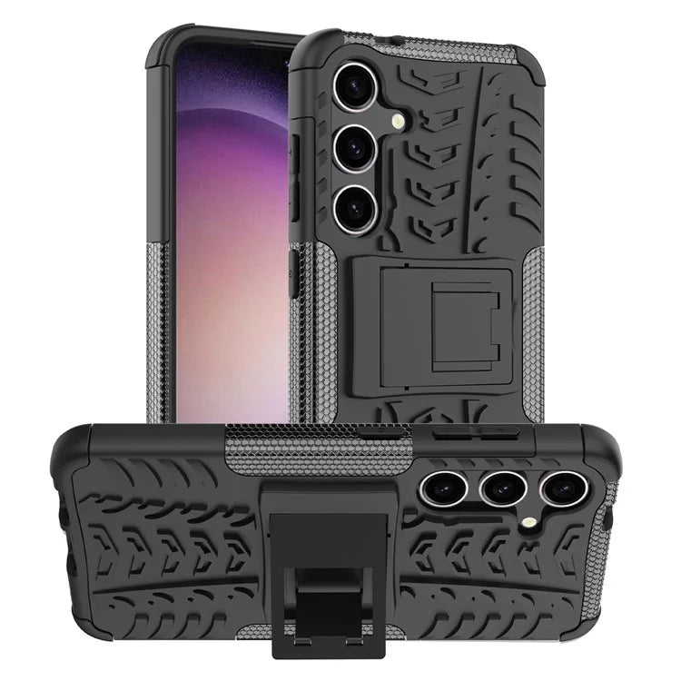 For Samsung Galaxy S24+ PC+TPU Phone Cover Tyre Pattern Phone Case with Kickstand