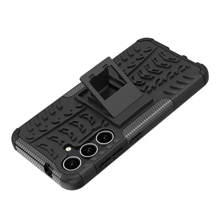 For Samsung Galaxy S24+ PC+TPU Phone Cover Tyre Pattern Phone Case with Kickstand
