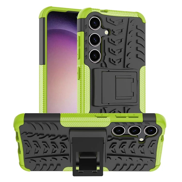 For Samsung Galaxy S24+ PC+TPU Phone Cover Tyre Pattern Phone Case with Kickstand