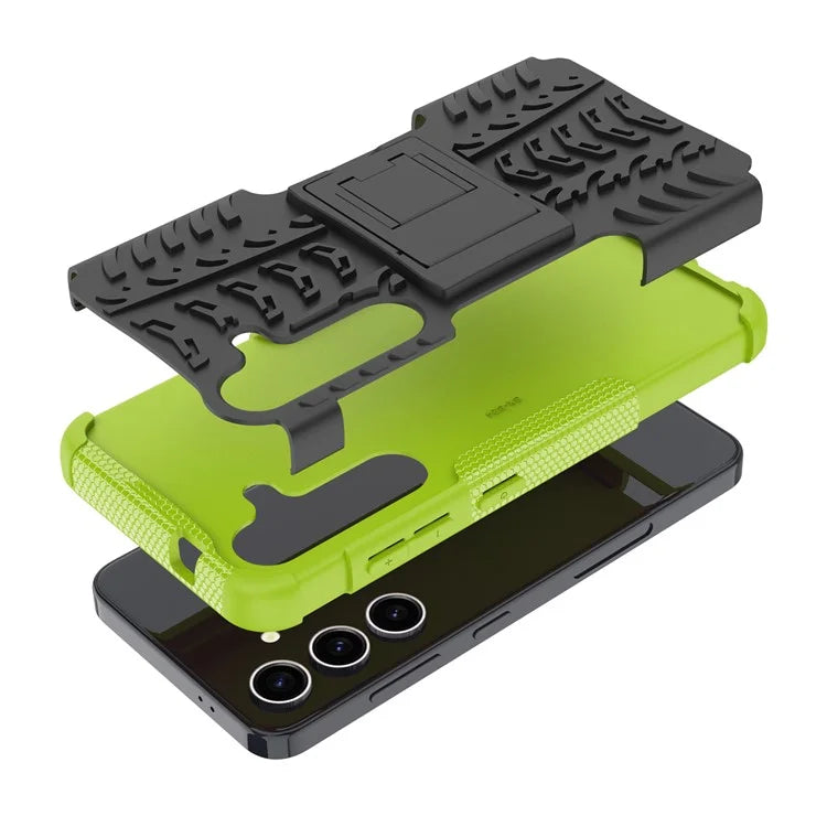 For Samsung Galaxy S24+ PC+TPU Phone Cover Tyre Pattern Phone Case with Kickstand