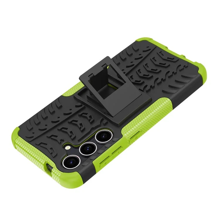 For Samsung Galaxy S24+ PC+TPU Phone Cover Tyre Pattern Phone Case with Kickstand