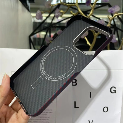 For iPhone 14 Pro Aramid Carbon Fiber Case Compatible with MagSafe Thin Touch Feel