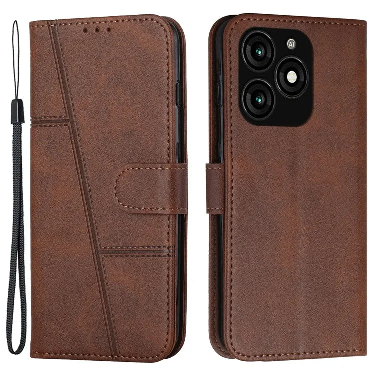 Leather Wallet Case for Transsion itel A70 Phone Stand Cover Calf Texture