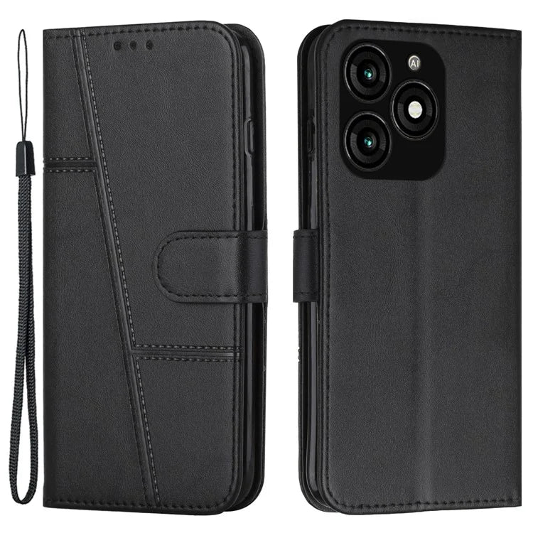 Leather Wallet Case for Transsion itel A70 Phone Stand Cover Calf Texture