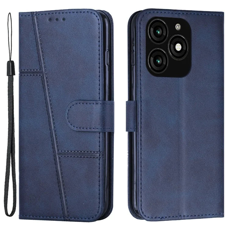 Leather Wallet Case for Transsion itel A70 Phone Stand Cover Calf Texture