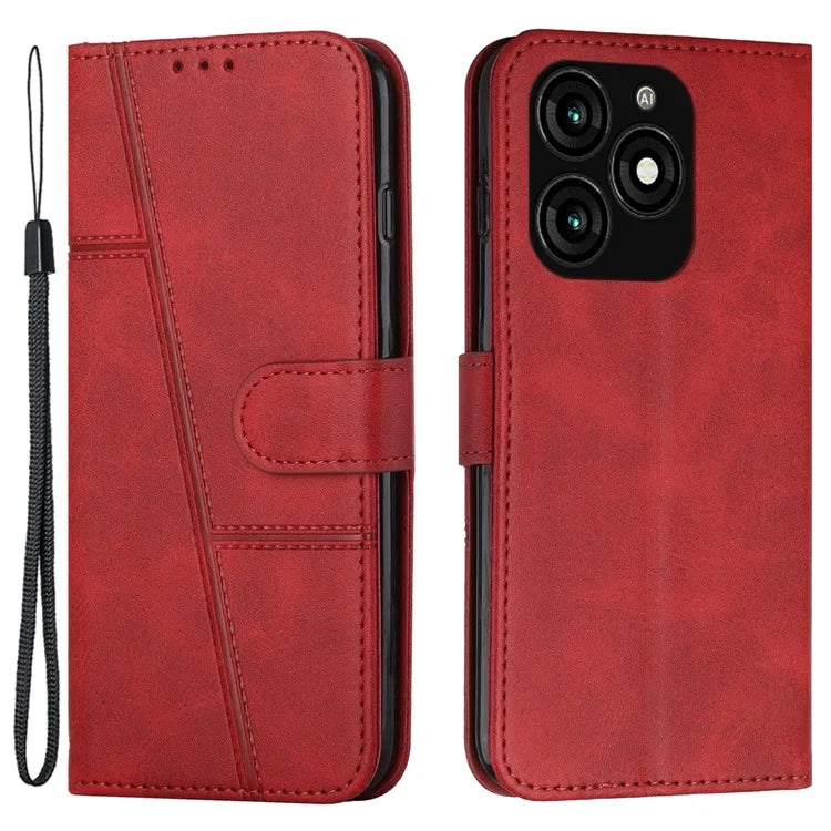 Leather Wallet Case for Transsion itel A70 Phone Stand Cover Calf Texture