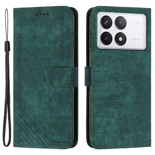 For Xiaomi Redmi K70E 5G / Poco X6 Pro 5G Phone Case Wallet PU Leather Flip Line Imprinted Cover