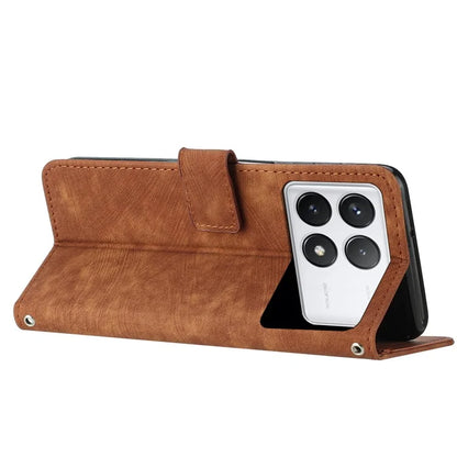 For Xiaomi Redmi K70E 5G / Poco X6 Pro 5G Phone Case Wallet PU Leather Flip Line Imprinted Cover