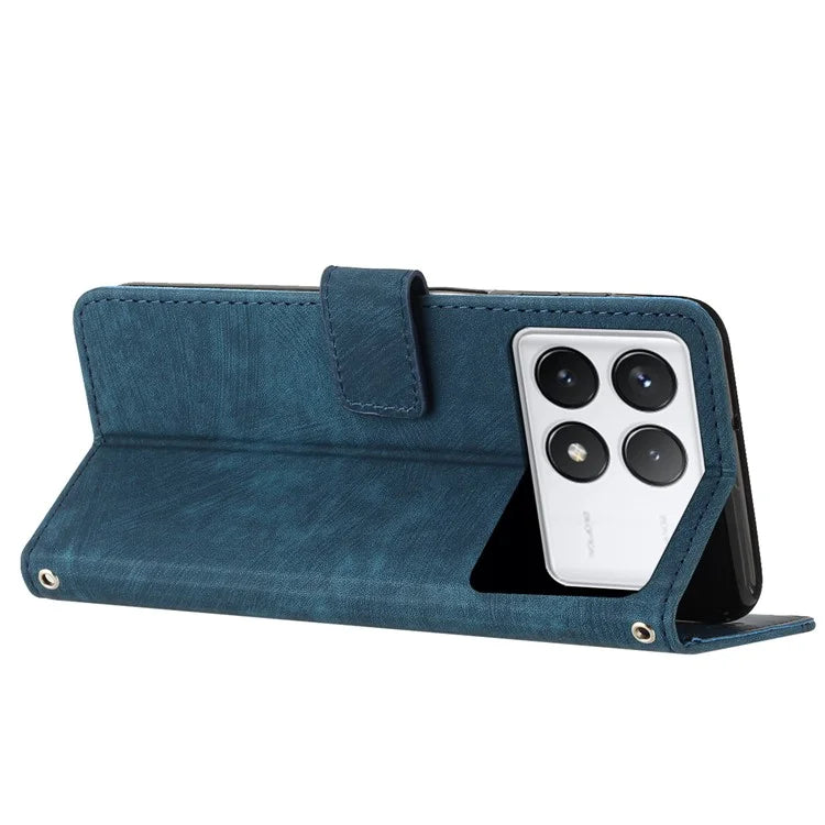 For Xiaomi Redmi K70E 5G / Poco X6 Pro 5G Phone Case Wallet PU Leather Flip Line Imprinted Cover