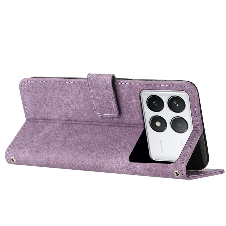 For Xiaomi Redmi K70E 5G / Poco X6 Pro 5G Phone Case Wallet PU Leather Flip Line Imprinted Cover