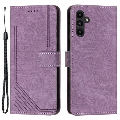 For Samsung Galaxy A35 5G Line Skin-Feel Phone Case Folio PU Leather Cover Wallet