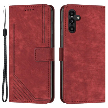 For Samsung Galaxy A35 5G Line Skin-Feel Phone Case Folio PU Leather Cover Wallet