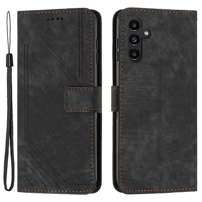 For Samsung Galaxy A55 5G Leather Cover Skin-Feel Finish Line Imprinted Phone Case