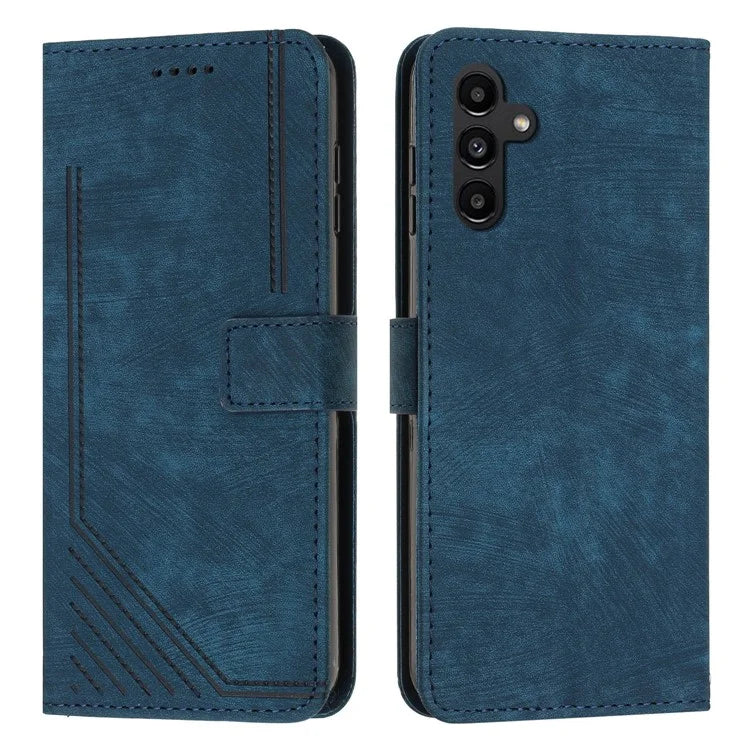 For Samsung Galaxy A55 5G Leather Cover Skin-Feel Finish Line Imprinted Phone Case
