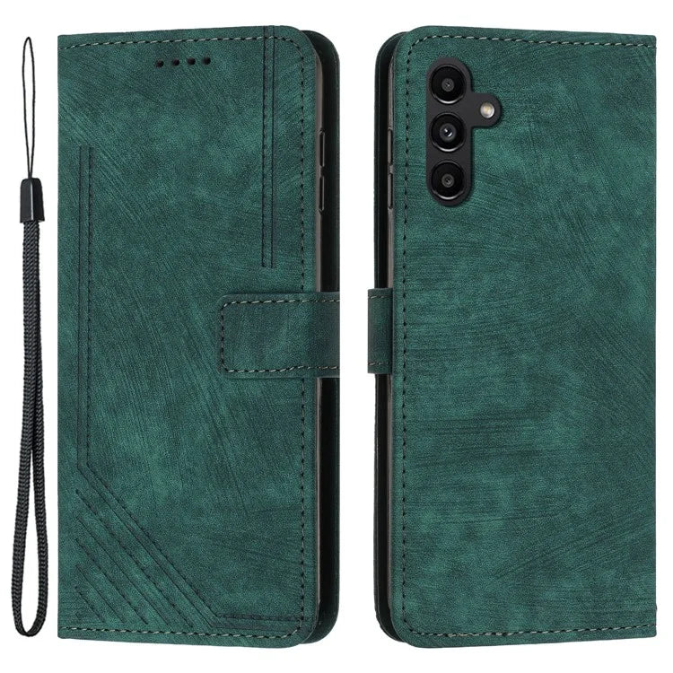 For Samsung Galaxy A55 5G Leather Cover Skin-Feel Finish Line Imprinted Phone Case