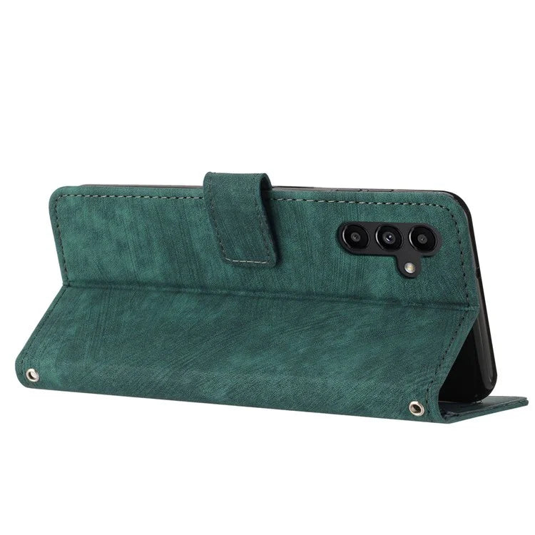 For Samsung Galaxy A55 5G Leather Cover Skin-Feel Finish Line Imprinted Phone Case